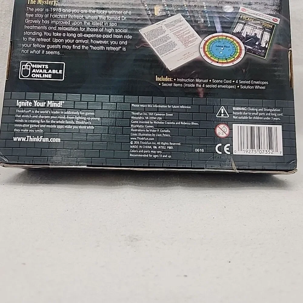 Game Escape the Room Secret of Dr. Gravely's Retreat Board ThinkFun 2016 NEW